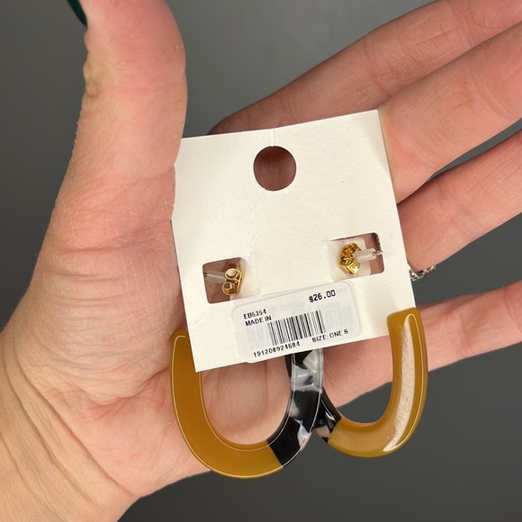 Madewell Resin Oval Turquoise Brown Sterling Silver Post Earrings - NEW - Picture 2 of 3